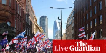 Thousands gather in London for far-right ‘unite the kingdom’ rally and counter-protest – UK politics live | Politics
