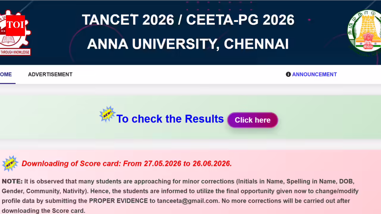 TANCET result 2026 released at tancet.annauniv.edu, scorecards to be released on this date: Check direct link here