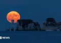 In pictures: Glowing Strawberry Moon snapped over the South