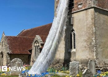 New Forest church transformed with waterfall art installation