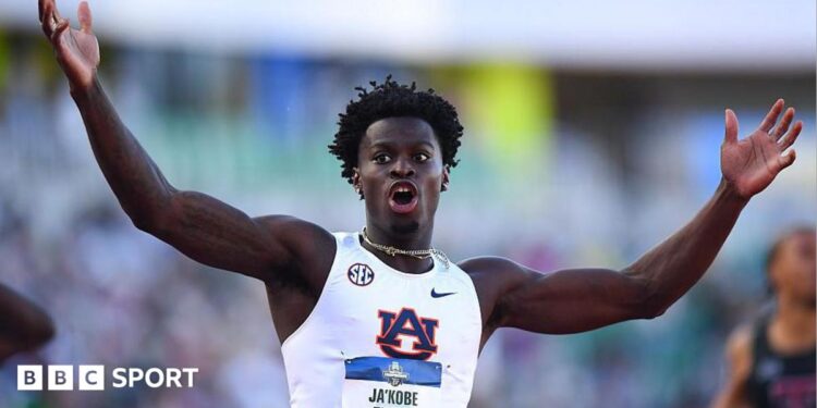Ja’Kobe Tharp sets 110m hurdles world record at NCAA championships