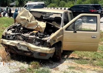 Nine Thai monks killed after 11-year-old driver collides with procession